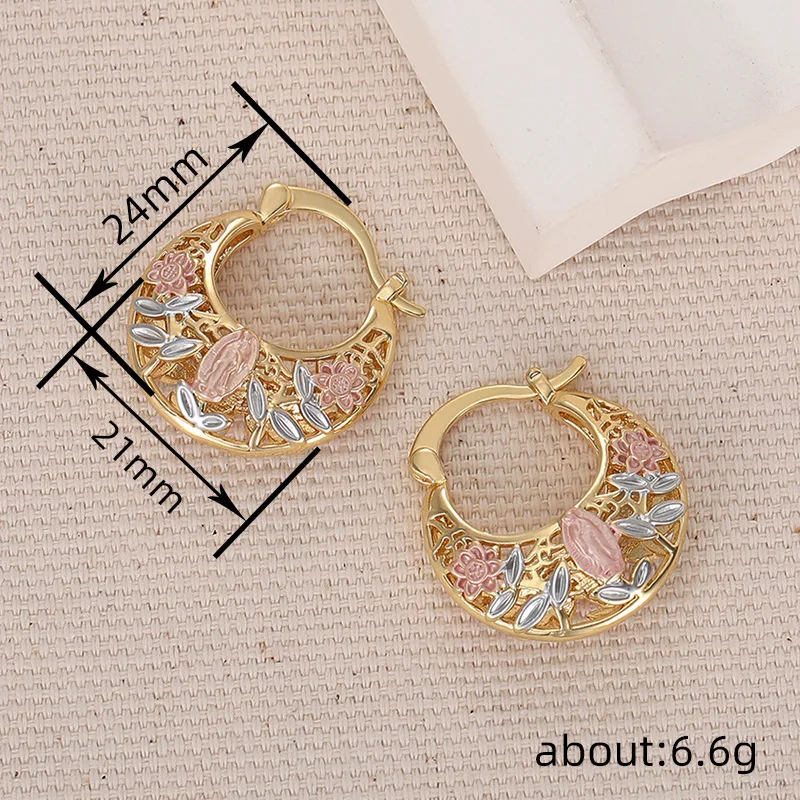 1Pair Fashion Bohemian Resort Style Exquisite Rose Hollow Design Earrings For Women Gift Spring/Summer Daily Wear