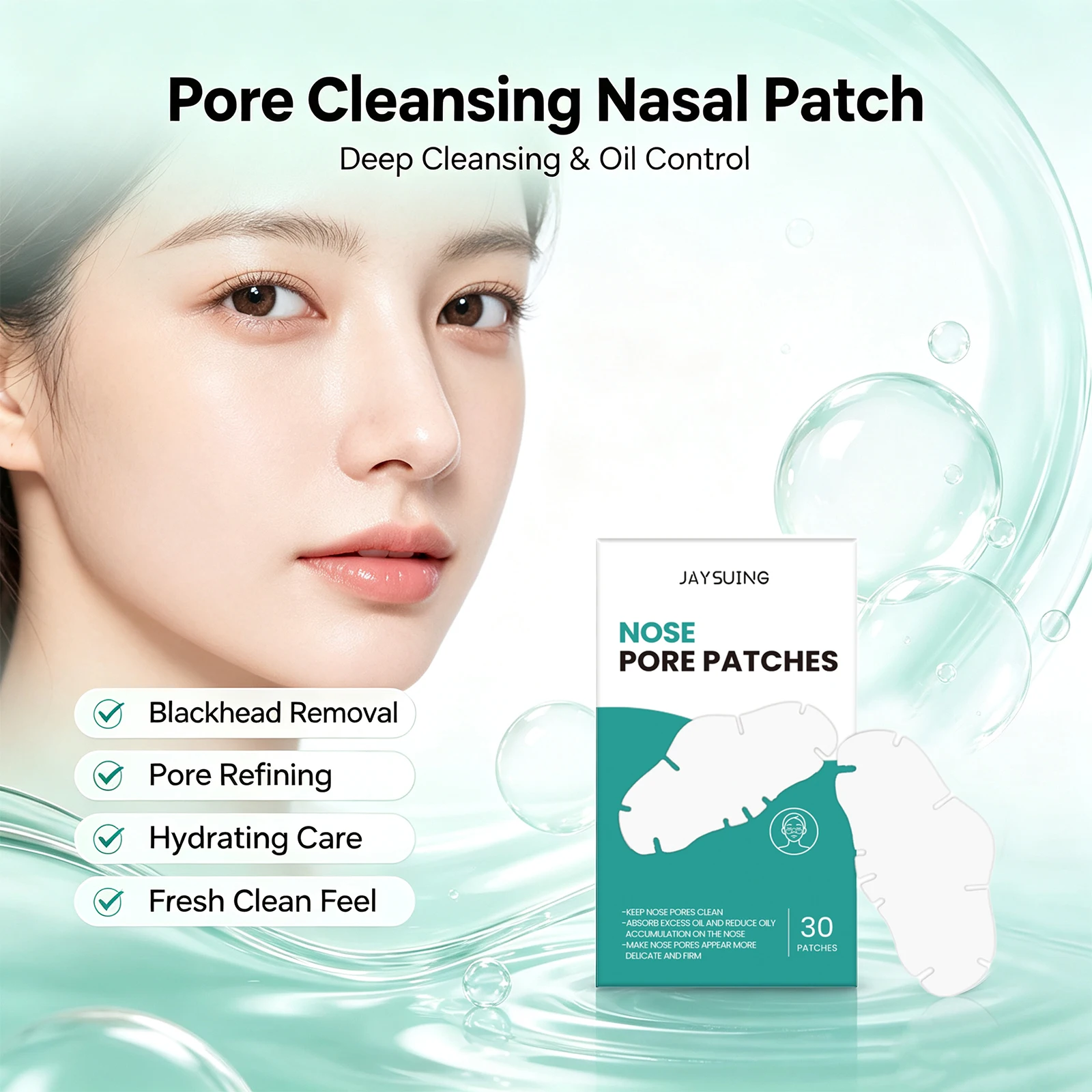 Pore Cleansing Nasal Patch for Blackhead Removal and Oil Control Mask Strips Absorb Excess Sebum T-Zone Facial Cleansing Care