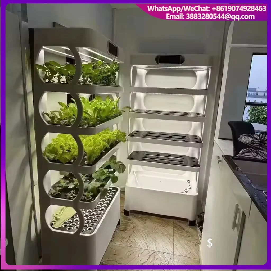 HydroBlue Smart Hydroponic Container System Vertical Farming Solution-Pump Powered 110-220V Spray Irrigation Base Water