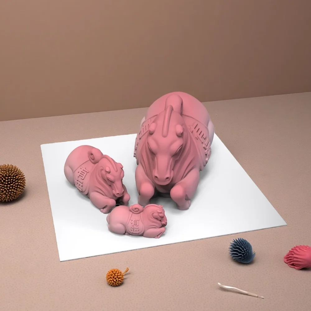 

Китайская силиконовая форма для лошади Фу, 3D форма для статуи лошади для цементного ремесла, изготовление муссовых шоколадных свечей, формы «сделай сам»