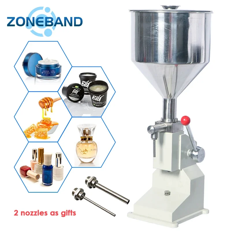 ZONESON A03 Manual Paste Liquid Filling Machine 5-50ml 100ml Bottle Filler Shampoo Sauce Cream Mask Lotion Honey Lip Gloss