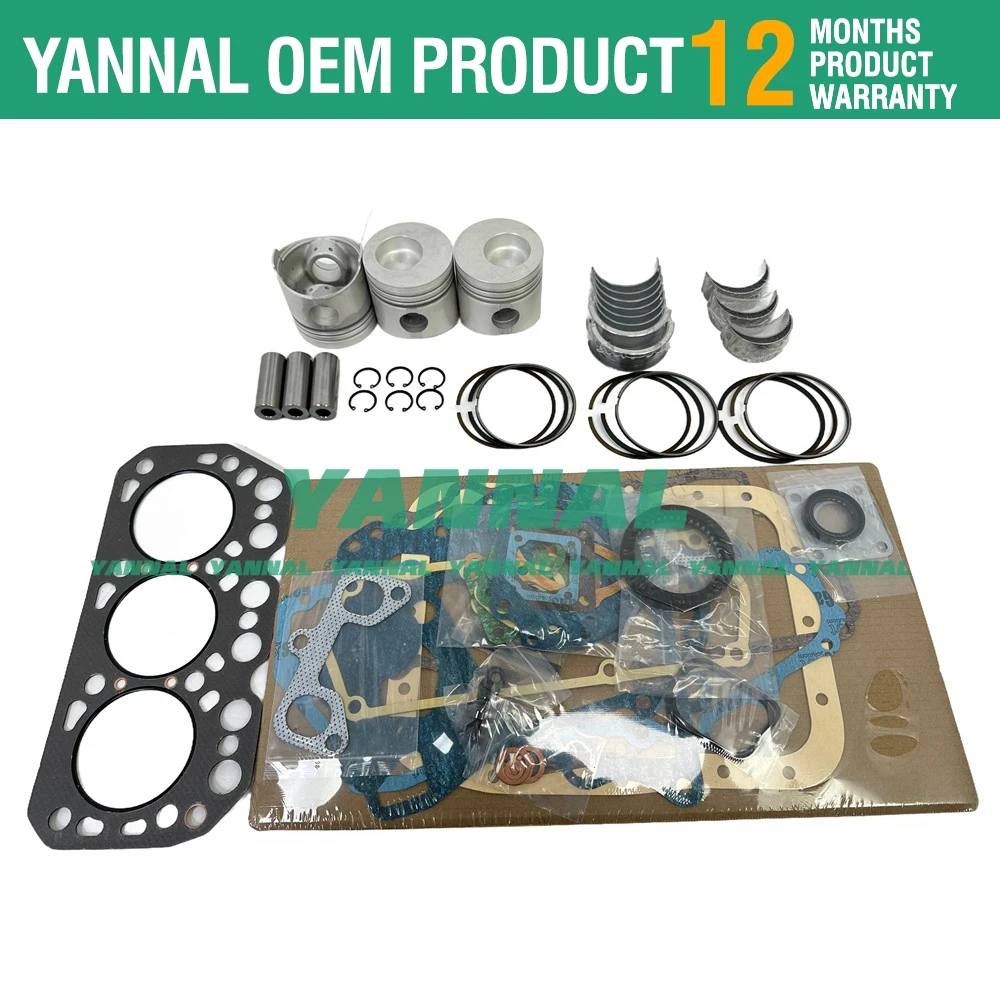 New K3M Overhaul Rebuild Kit Piston Ring Cylinder Liner Full Gasket Bearing Set For Mitsubishi MT300 MT301 Tractor Diesel Engine