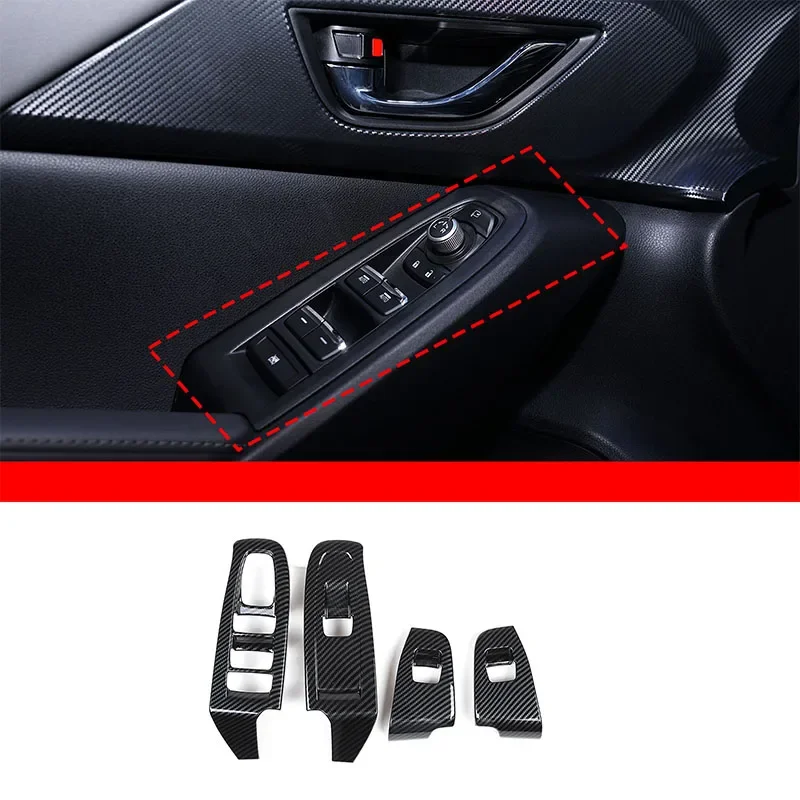 

For Subaru Crosstrek 2023-2024 ABS Carbon Fiber Car Door Handle Armrest Window Glass Lift Panel Frame Cover Trim Car Accessories