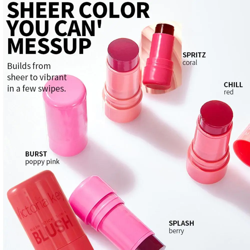 4pcs Original Jelly Blush Stick Milk Makeup Lasting Brightens Facial Cheek Stick Moisturizing Flash Lip Gloss Lip Gloss Face