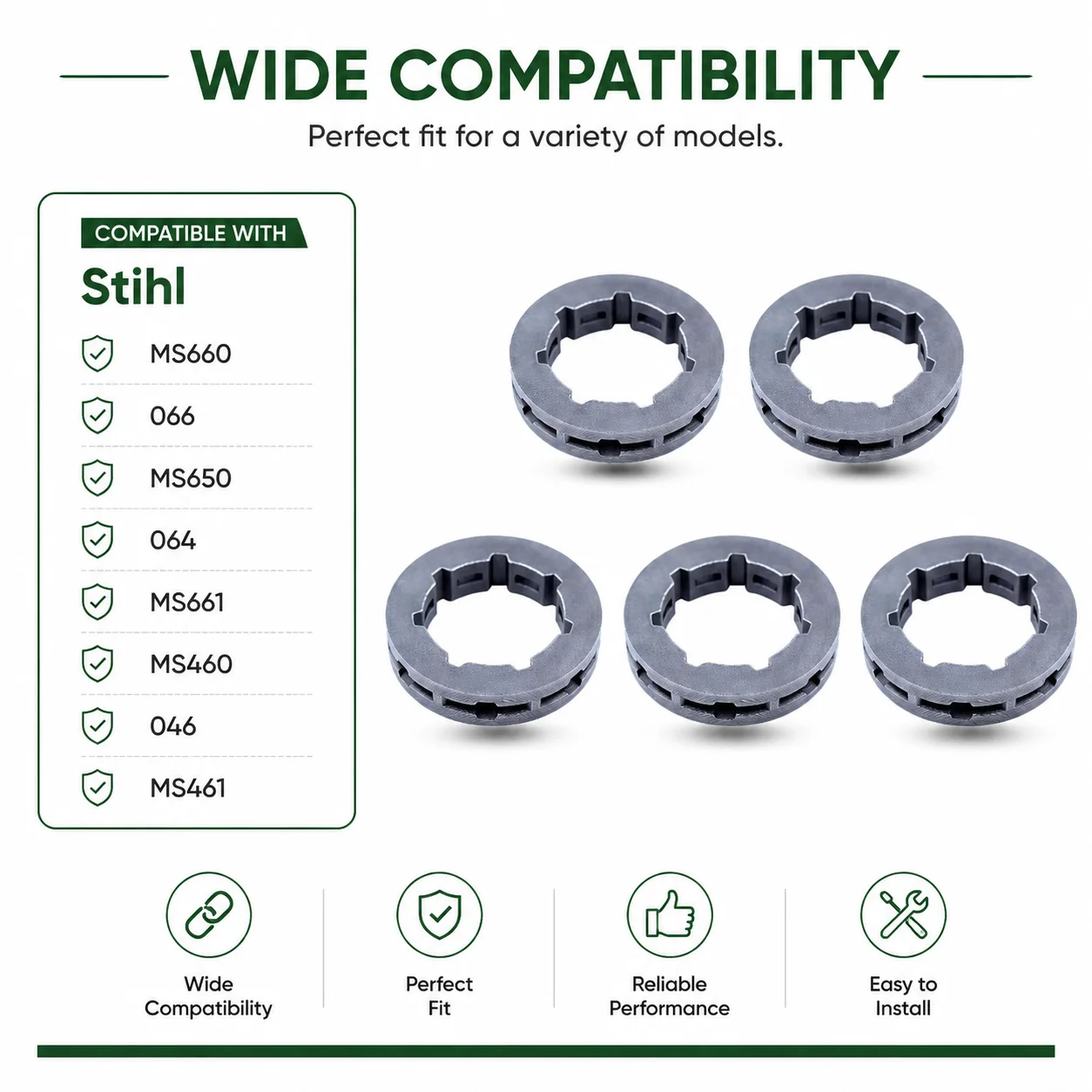 Rim Sprocket 3/8 7T For Stihl MS660,066,MS650,064,MS661,MS460,046,MS461 68210 Replaces 0000 642 1223 Chainsaw Parts 7 Spline