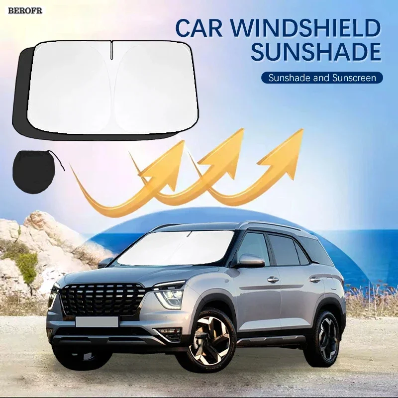 Car Windshield Sun Shade Covers Front Window Sunscreen UV Parasol For Hyundai Creta ix25 ix35 i30 Summer Car Accessories