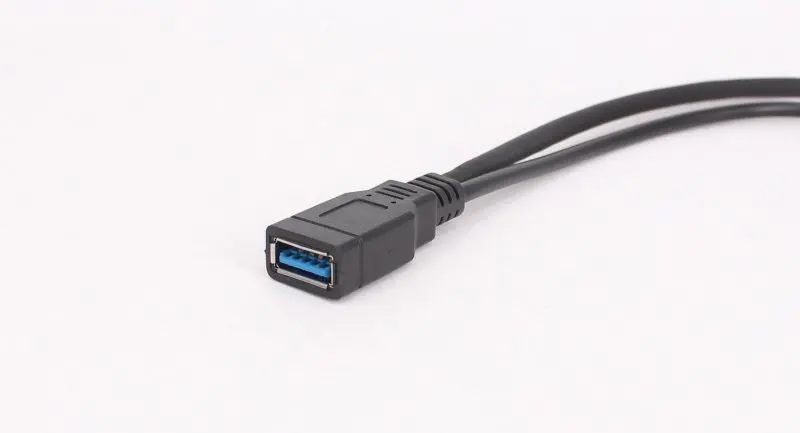 1pc Black USB 3.0 Female To Dual USB Male with Extra Power Data Y Extension Cable for 2.5"Mobile Hard Disk