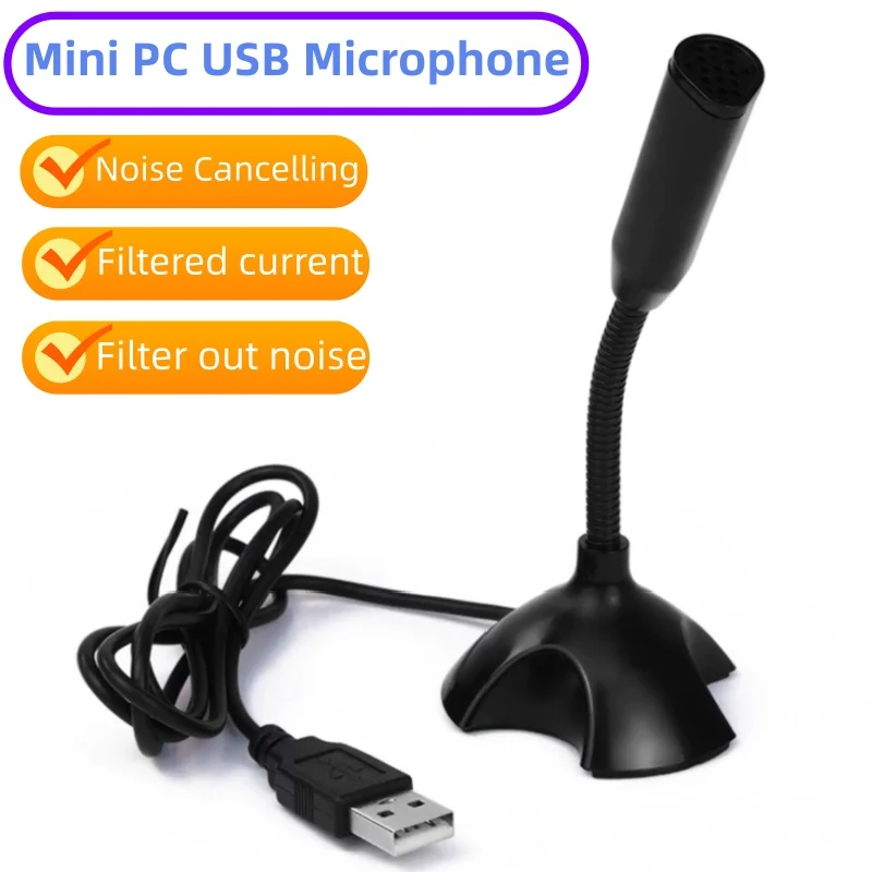 USB Computer Microphone Plug Play 360° Omnidirectional Mic for PC Laptop Gaming Streaming Video Calls