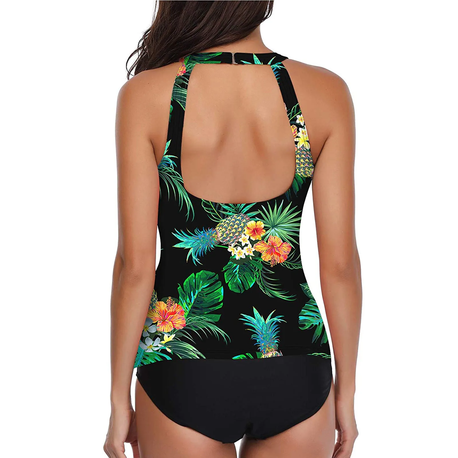 Maiô tankini feminino, controle de barriga, cintura alta, conjunto de roupas de duas peças, maiô verão, biquíni