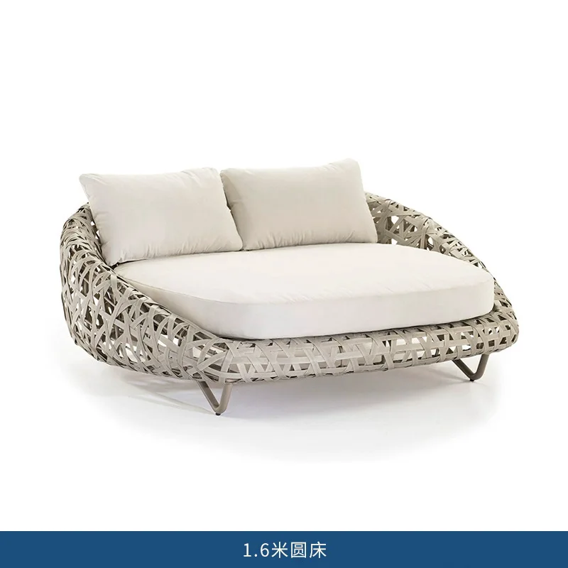 

Скандинавский уличный полый дизайн из ротанга, диван для отдыха, комбинированный стул из ротанга под открытым небом для отеля, мебель из ротанга из полиэтилена, открытый двор