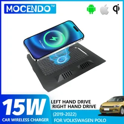 Car Wireless Charger For Volkswagen Polo 2019 2020 2021 2022 Center Console 15W Fast Charging Pad Android Iphone Car Accessories
