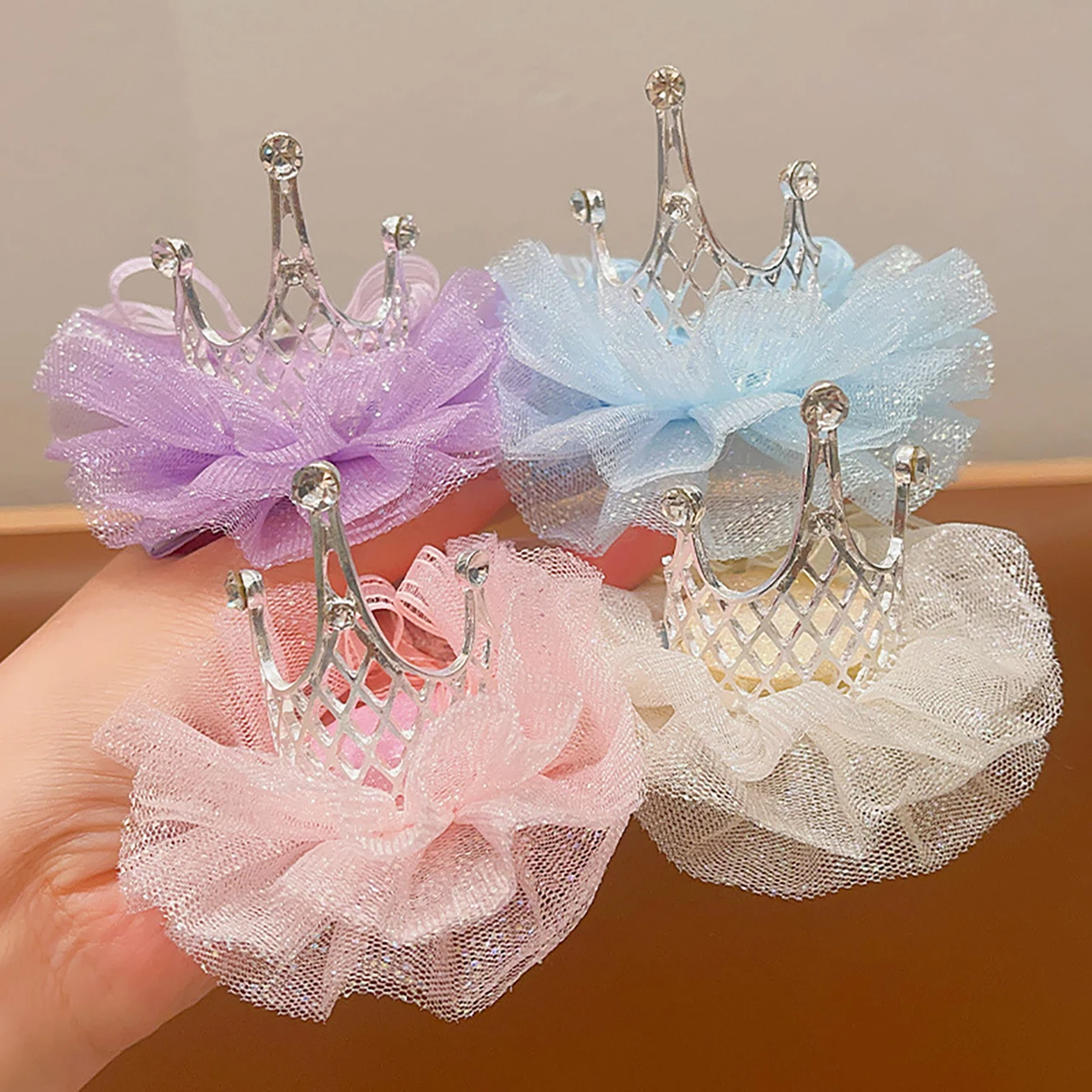 Crown Hair Clip Kids Hair Accessory Mesh Haipin Princess Girl Birthday Hat Headdress Children Barrette Photo Props Girl Headwear