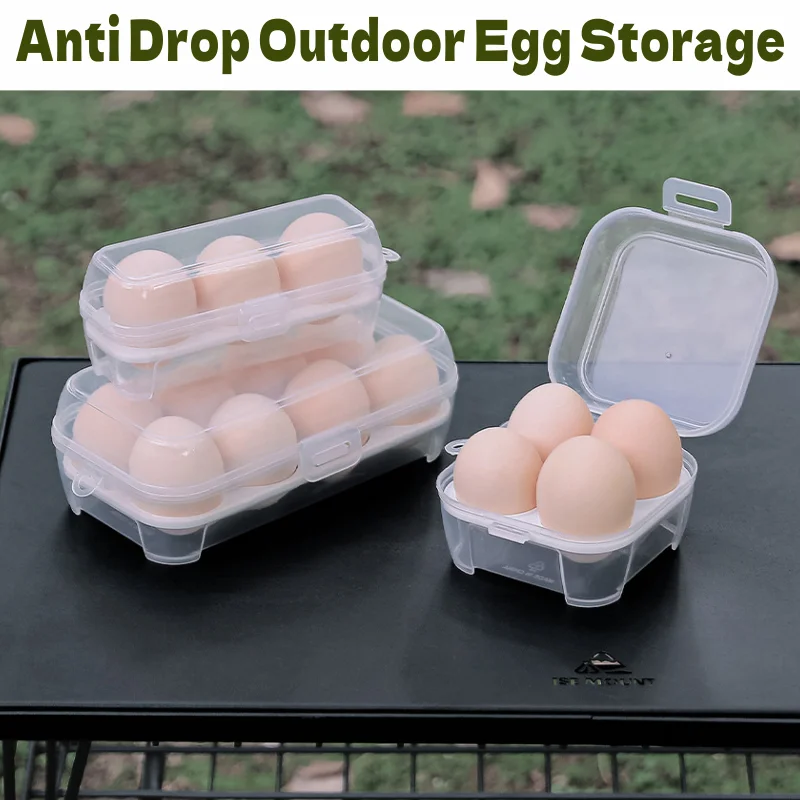 

3/4/8 grids Portable Travel Anti Drop Outdoor Egg Storage PP Box Portable Camping Shatter Egg Tray Storage Plastic Dustfree Box