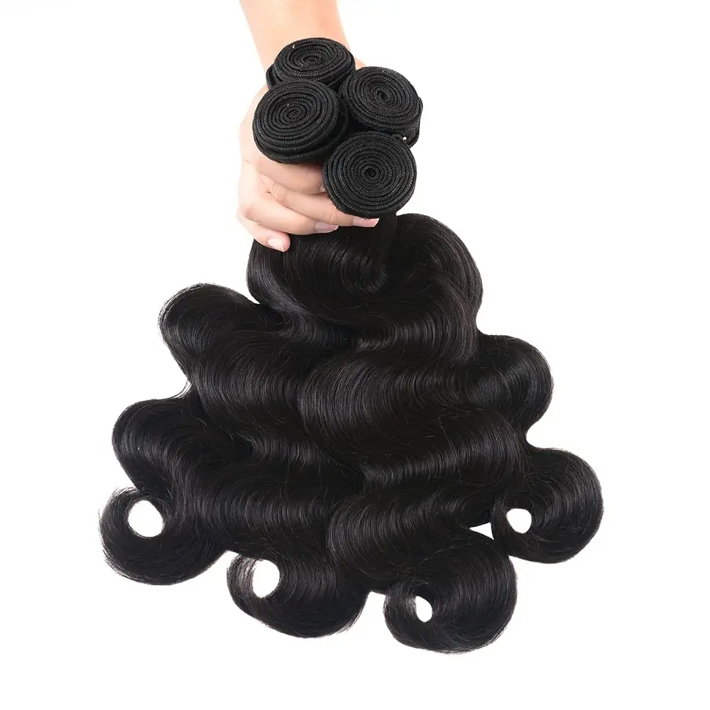 Human Hair Bundles Natural Color #1B Body Wave Brazilian 100% Real Human Hair Extensions For Woman 1/3 Bundles 26 28 30 Inches