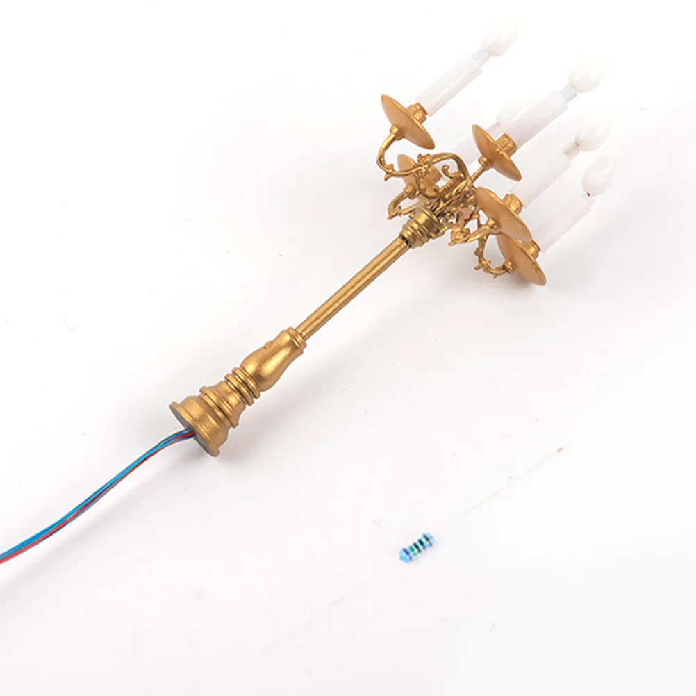 

Chandeliers Model Mini Lamp Miniature Light Candlestick Abs Sand Table Materials