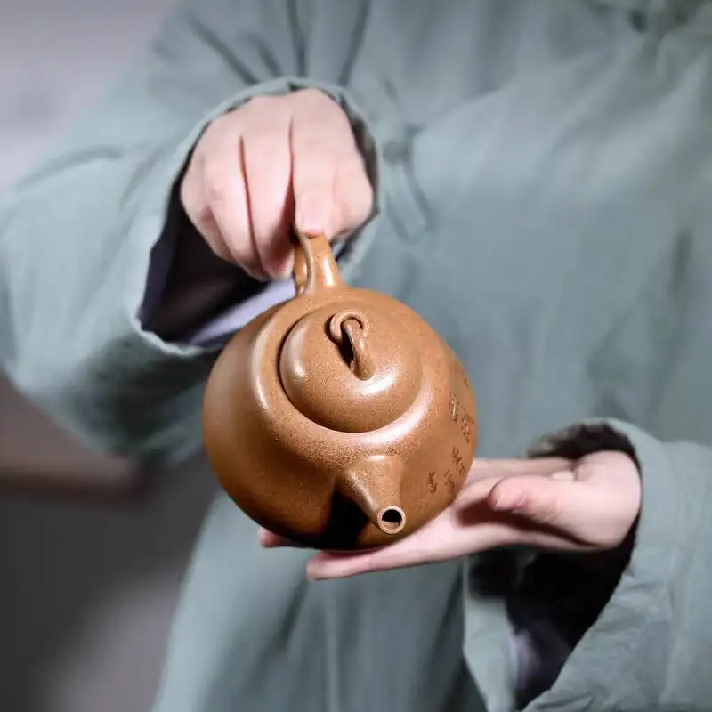 [Chang Tao] Yixing Purple Clay Single Pot Handmade Teapot Li Newborn Snowflake Section Mansheng Fulu 300Cc