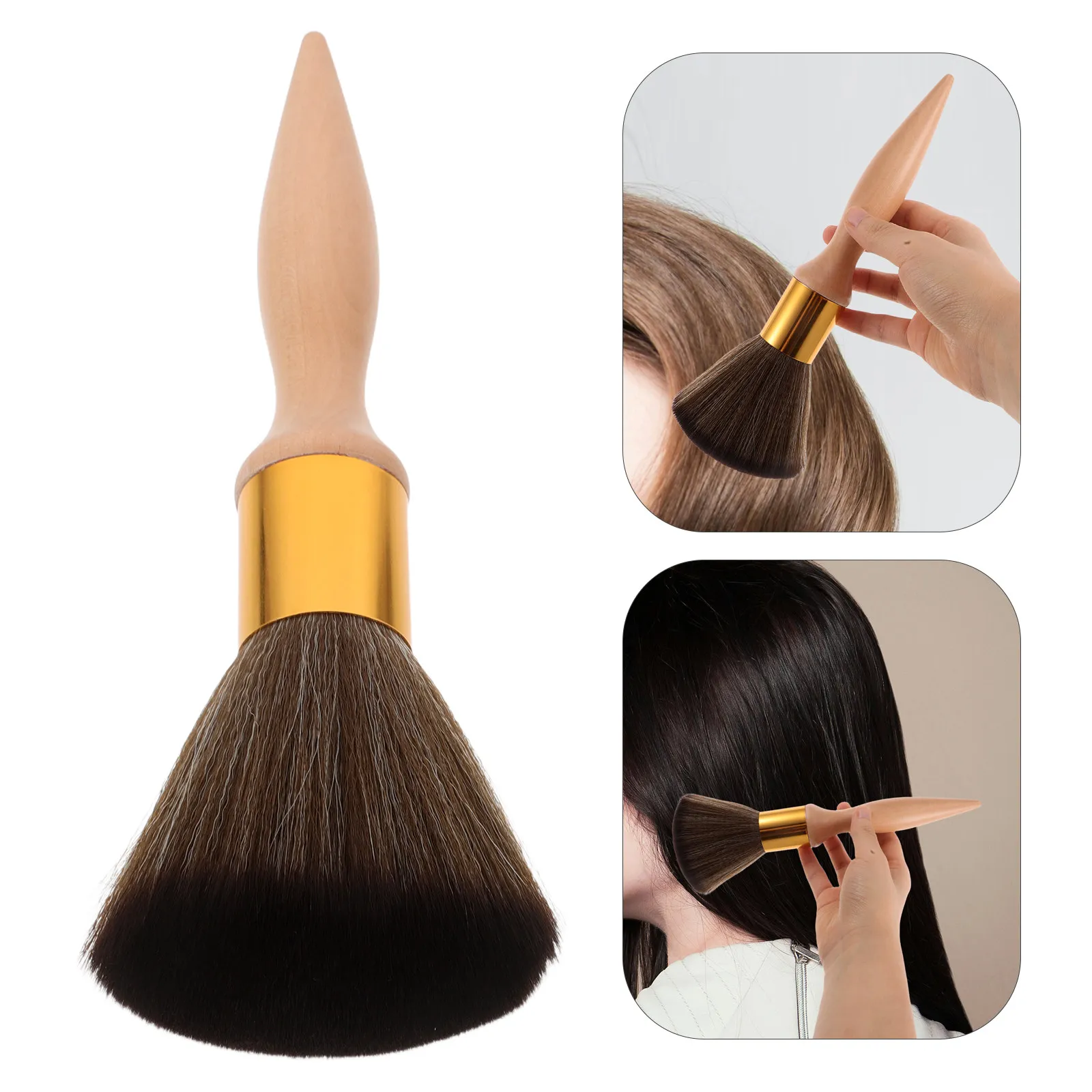 Neck Duster Brush for Barbers Soft Bristle Hair Removal Tool Ergonomic Wooden Handle Pointed Tail Design Haircut Cleanup Styling