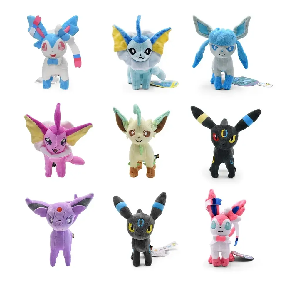 دمية محشوة لشخصيات Leafeon Vaporeon Glaceon Sylveon Espeon Umbreon، حيوانات محشوة ناعمة، دمى كرتونية قابلة للجمع