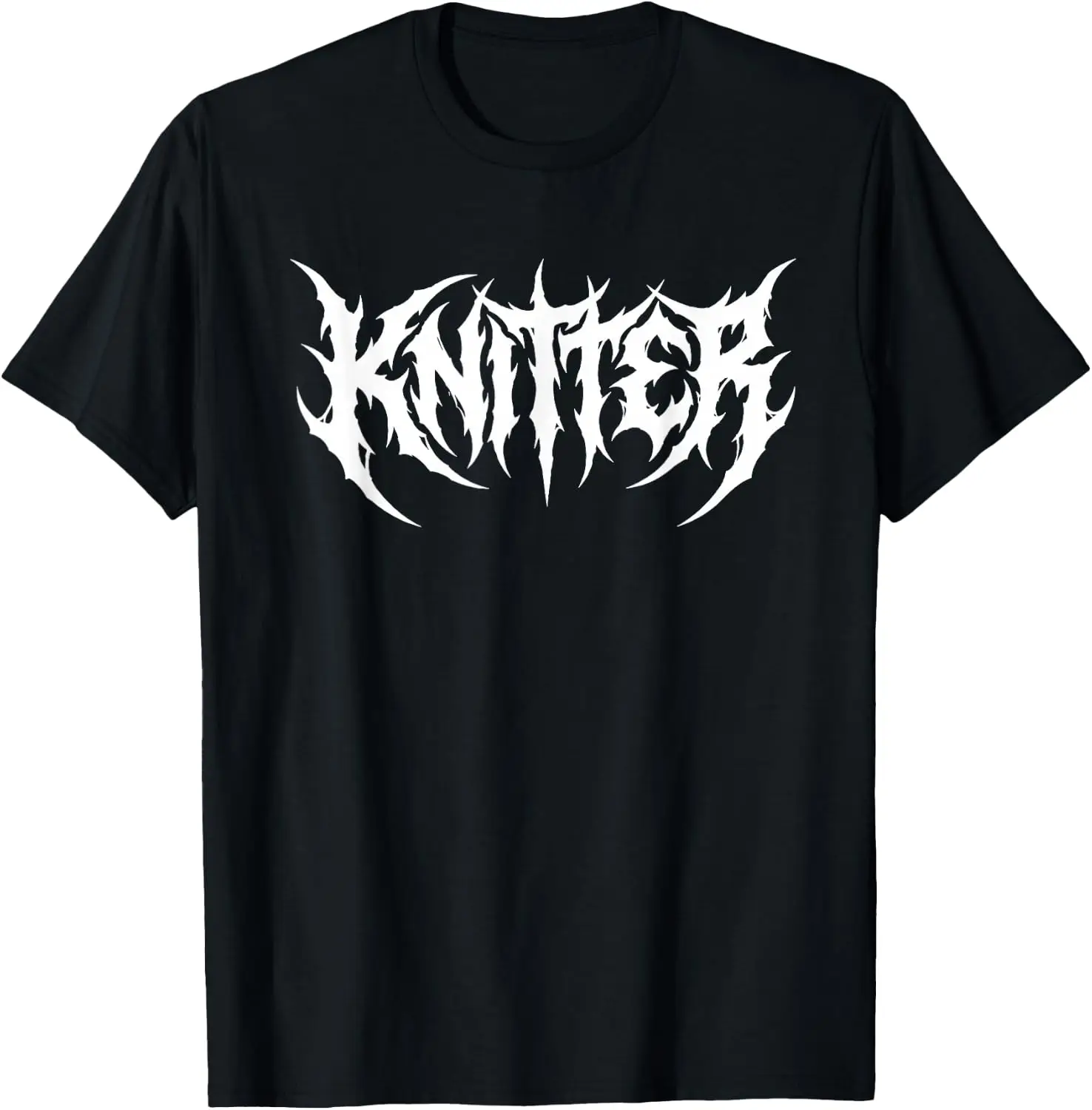 Knitter Heavy Metal Gothic Lettering T-Shirt 100% Cotton Trendy Y2K Short-Sleeve Tee-Soft, Quick-Drying, Moisture-Wicking; Ideal