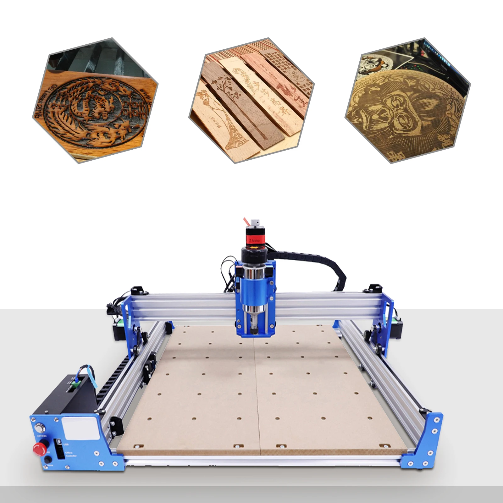 CNC Router Engraving Milling Machine Kit Spindle Motor USB GRBL Control CNC Engraver 400×400mm Working Area  High Precision Air Cooled Spindle CNC Router Machine for Wood PCB Plastic Carving