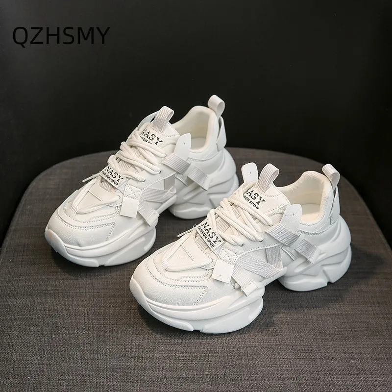 

QZHSMY 2023 new women's sneakers fashion platform daddy shoes breathable mesh running shoes increased height walking sneakers