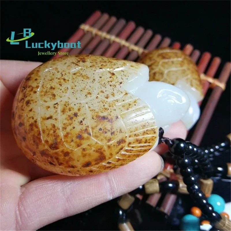 Xinjiang Hetian Jade Seed Material Afghan Jade Tortoise Pendant Necklace Jewelry for Men and Women Playing Ornaments Dropship