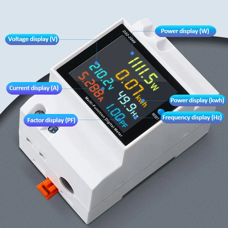 6 IN 1 AC Monitor 110V 220V 380V 100A Voltage Current Power Factor Active KWH Electric Energy Frequency Meter VOLT AMP