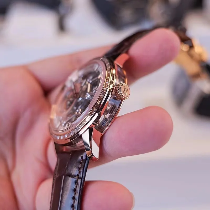 ساعة ميكانيكية للرجال من OBLVLO، ساعة رجالية مضيئة، ساعة ميكانيكية أوتوماتيكية بالكامل للرجال على طراز الأعمال الكلاسيكية.