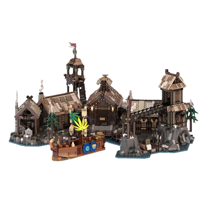 창의적인 조립을 위한 MOC 블록 장난감 작은 나무 보트 모델 세트. 244개 조각이 함께 제공됩니다. 모든 애호가를 위한 이상적인 선물.