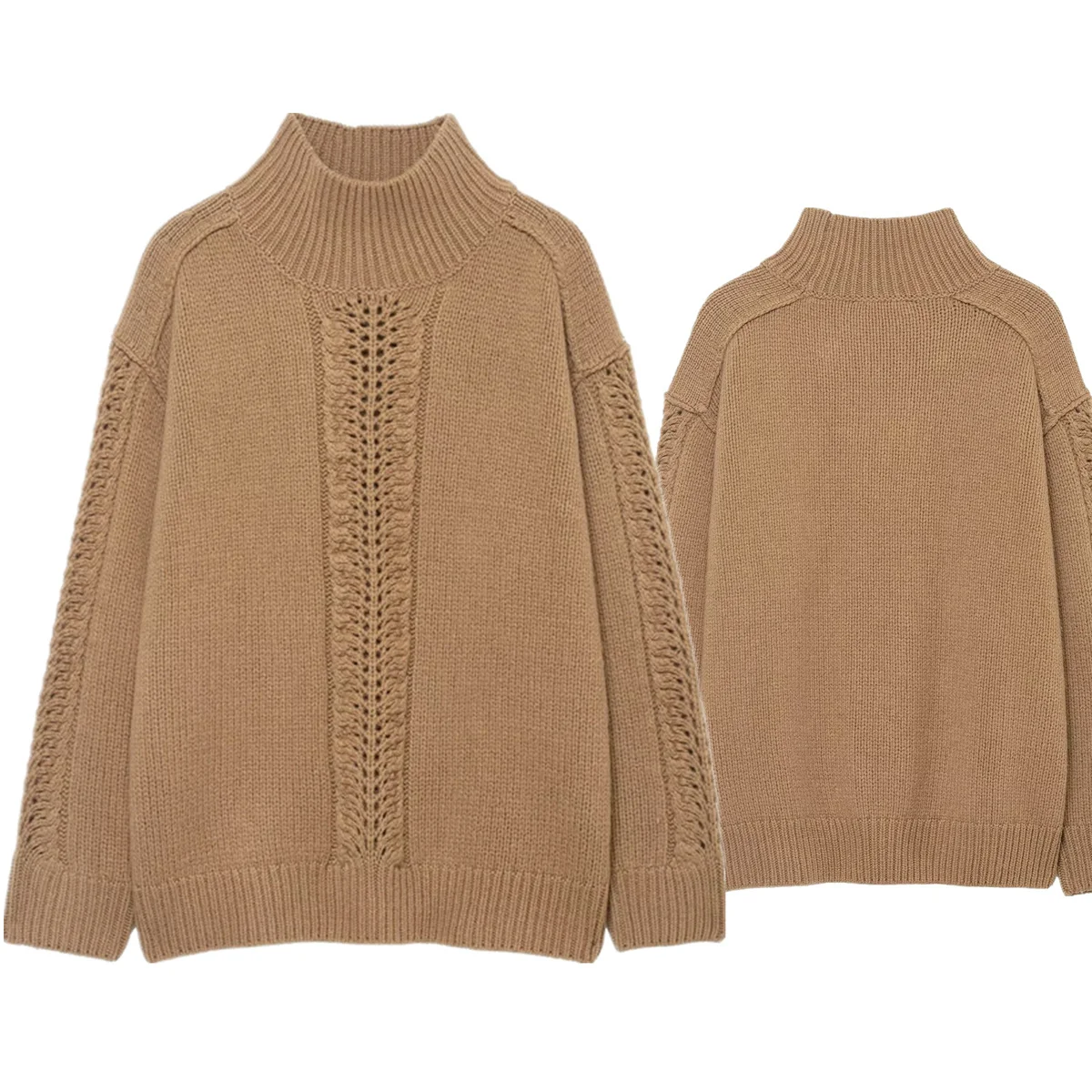 ديف آند دي الشمال الحد الأدنى الجاكار البلوفرات سترة الكاكي أنيقة الياقة المدورة المرأة سترة تريكو امرأة الملابس امرأة جلطة #1