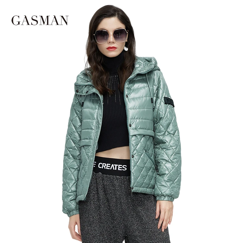 

GASMAN 2022 NEW Spring Autumn Jackets Short casual parka Fashion Classic ladies jackets Thin Cotton Warm women Coat 21159