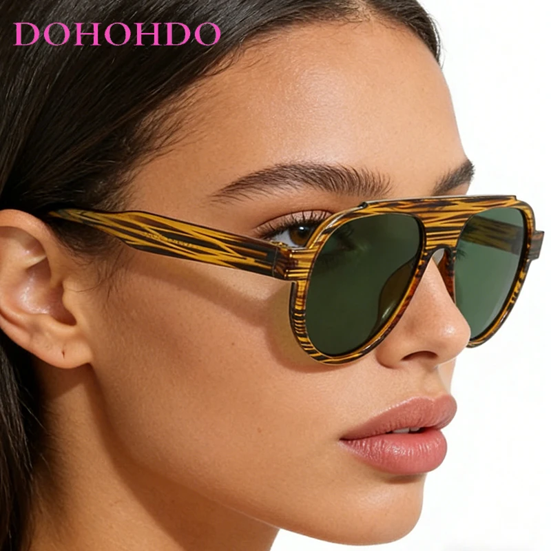 

Retro Pilot Sunglasses Women Fashion Shades Men Punk Double Bridge Large Frame Sun Glasses Driving Glasses UV400 Lentes De Sol