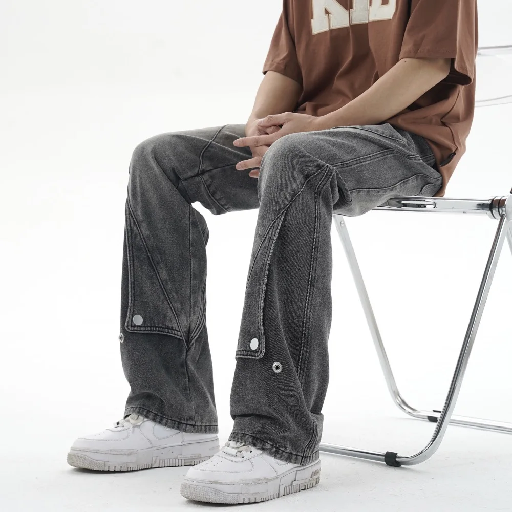 

2024 Men's Straight Jeans Casual Wide-leg Denim Pants Vintage Four Seasons Fashion Streetwear Trend Street Pants Versatile Men
