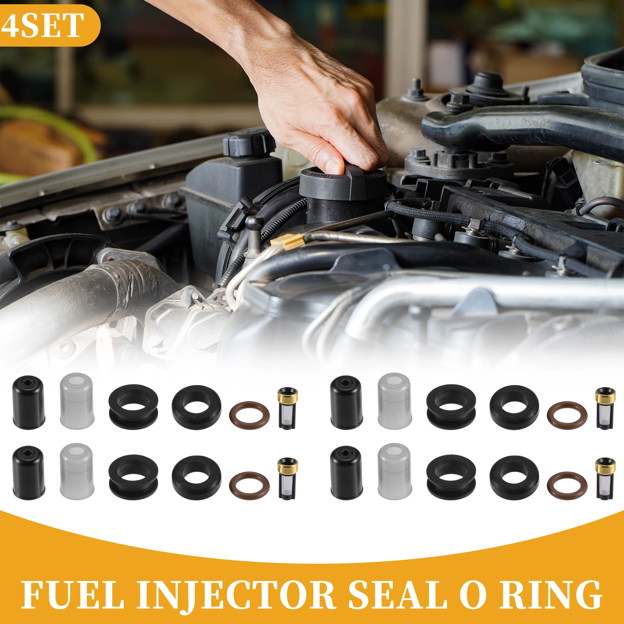 UXCELL Fuel Injector Seal O Ring for Toyota Corolla MR2 NBR Rubber Black 4 Sets