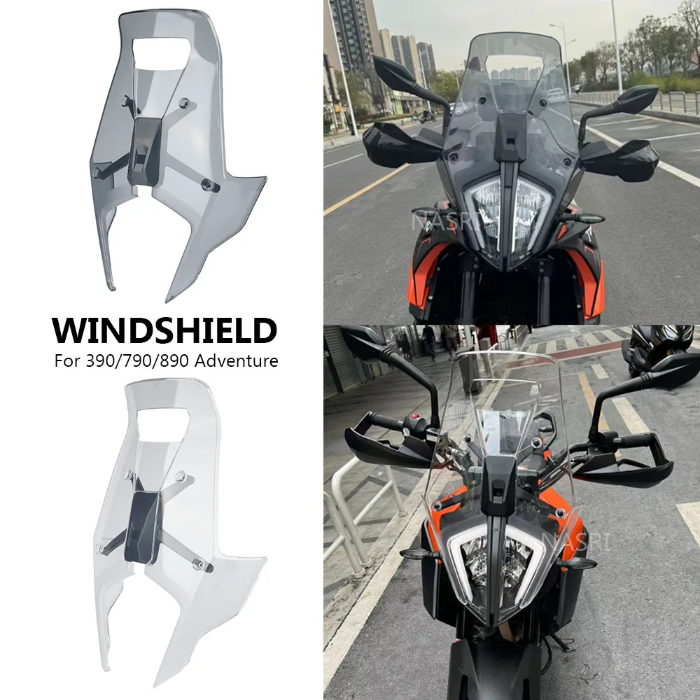 For 390 Adventure 2019-2022 Motorcycle Accessories Windscreen Windshield Wind Deflector Kits Clear Smoke For 790 890 Adventure