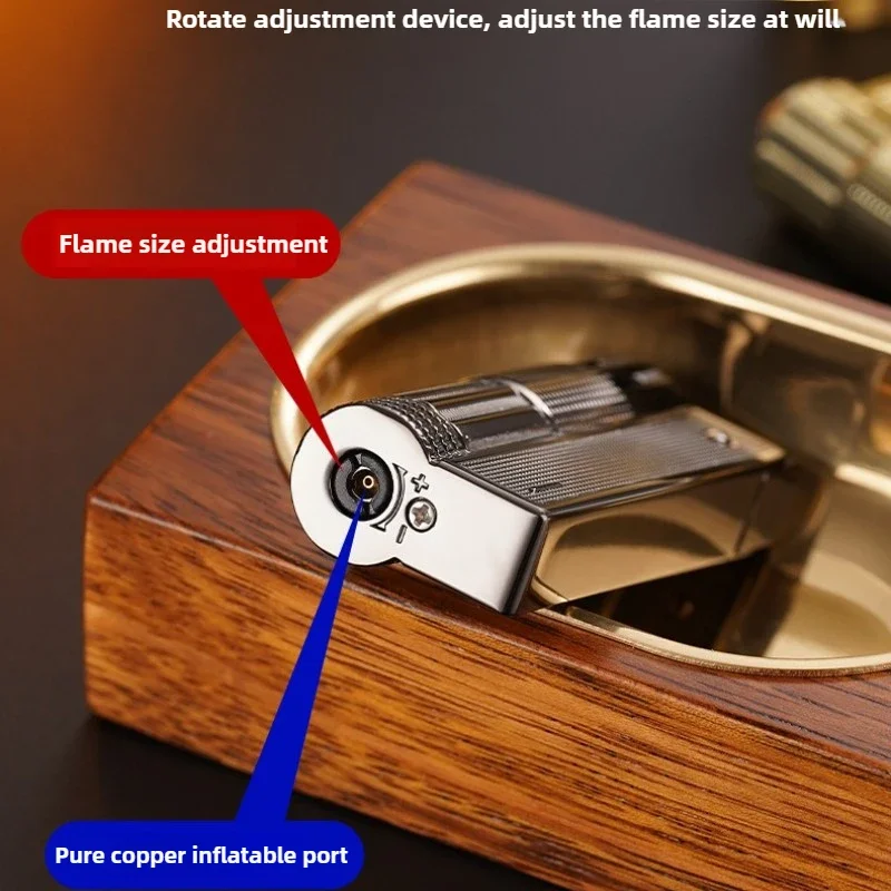 2025 ولاعة نمساوية عتيقة قابلة للنفخ ذات تدفق مباشر فاخرة، مقاومة للرياح، إشعال بالضغط، ولاعة جسم معدنية خفيفة الوزن