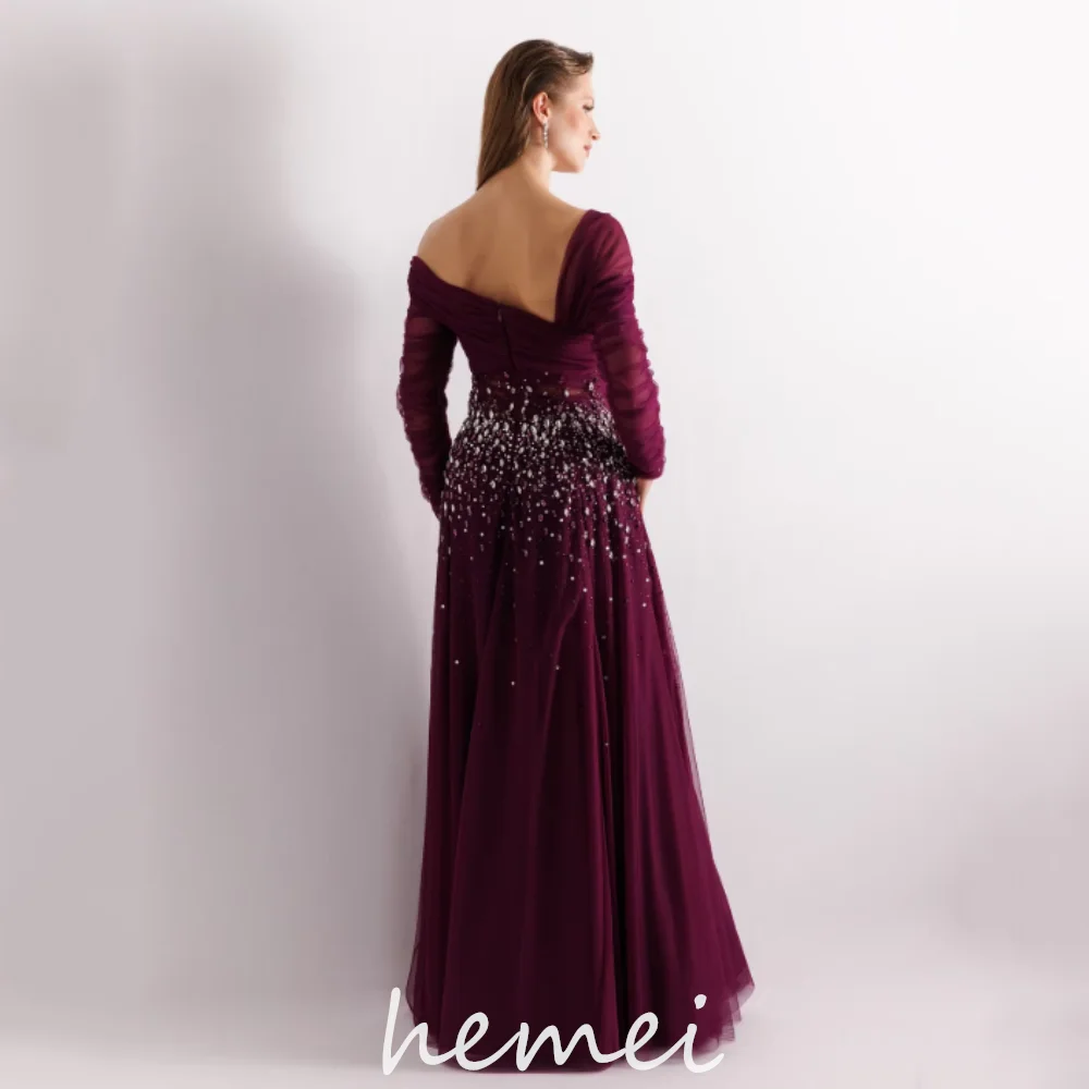 Shiny Crystals Customized One Shoulder Prom Dresses A Line Sexy A Line Party Gowns Long Sleeve Evening فساتين سهرة