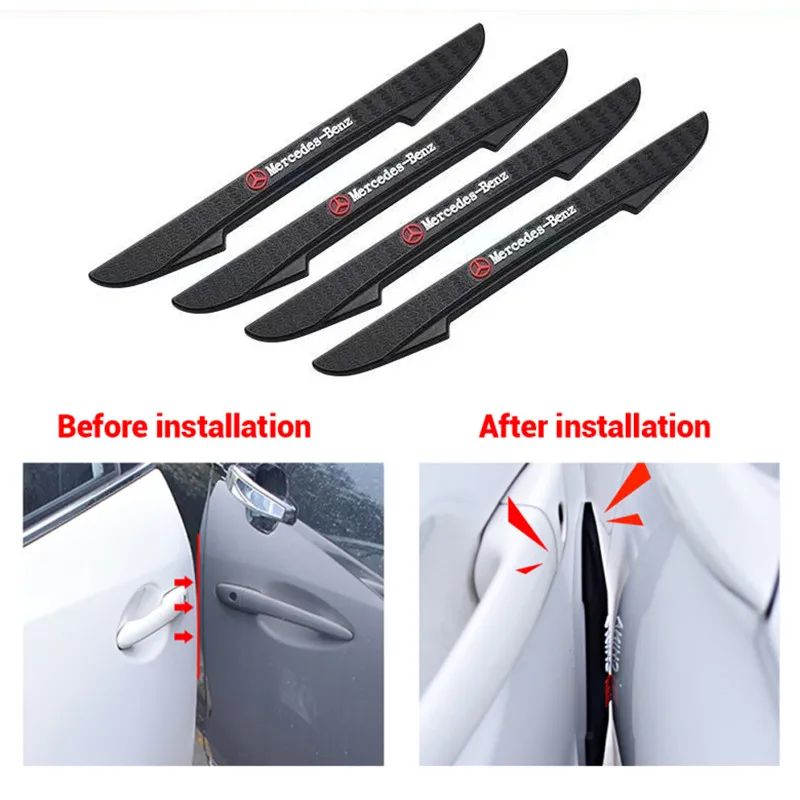 4pcs Auto Anti Collision Strips Rubber Car Door Protector Stickers Bumper Anti-collision Strips For Mercedes Benz B/C/E/S