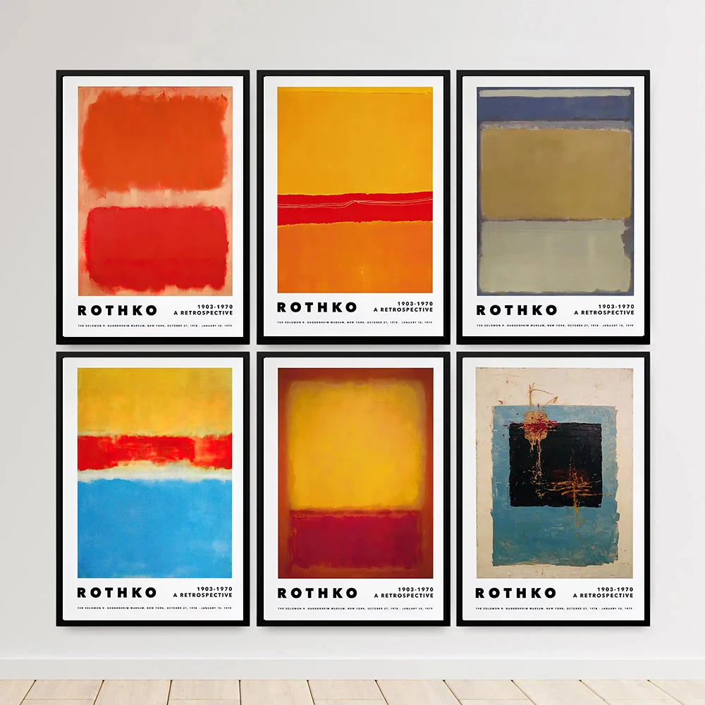 

Vintage Minimalist Mark Rothko Canvas Painting Modernism Exhibition Poster & Picture for Living Room Wall Art Home Decor Prints