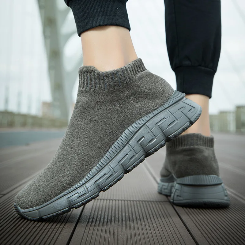 Men High Top Sneakers Women Socks Shoes Knit Man Trainers Soft Comfortable Slip-On Couple Casual Shoes Plus Size 35-46 MSH063