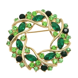 Crystal Rhinestone Garland Brooch for Women Bridal Elegant Wedding Party Daily Jewelry Accessories Lady Round Bouquet Pin