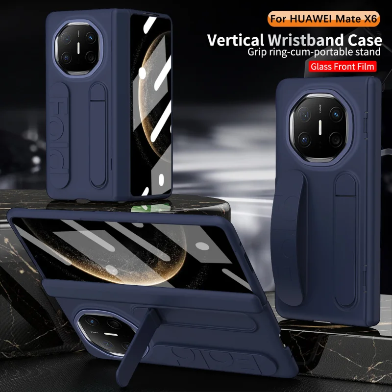 حافظة هاتف محمولة رفيعة للغاية قابلة للطي لهاتف هواوي ميت X5 ميت X3 مع حزام معصم وغطاء محمول باليد بالإضافة إلى طبقة مقسى