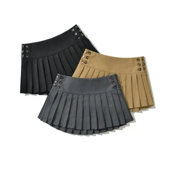 Kawaii Black Mini Skirts For Woman Micro Skirts Cute Khaki Skirt Y2k Clothes Korean Fashion Button Up Vintage Skirts Tennis Grey