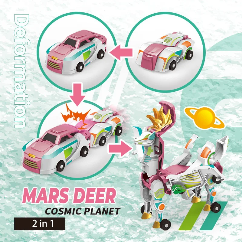 المريخ الغزلان الاصطدام تشوه سيارة سلسلة 2 في 1 المحمولة الإبداعية الاصطدام المغناطيسي تحويل سيارات لعب هدية للأطفال الصبي