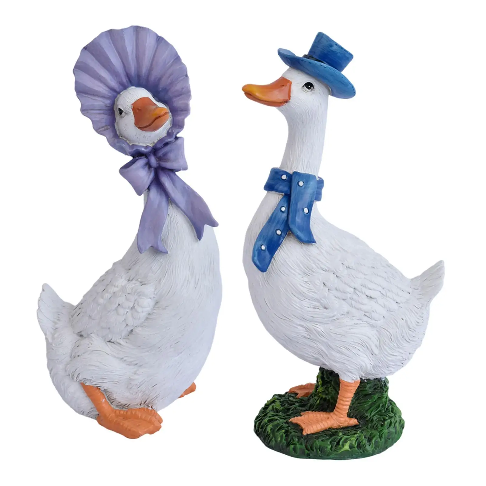 Cartoon Duck Statue Resin Decorative Bird Garden Figurine for Home Patio Yard Fairy Miniature Ornaments