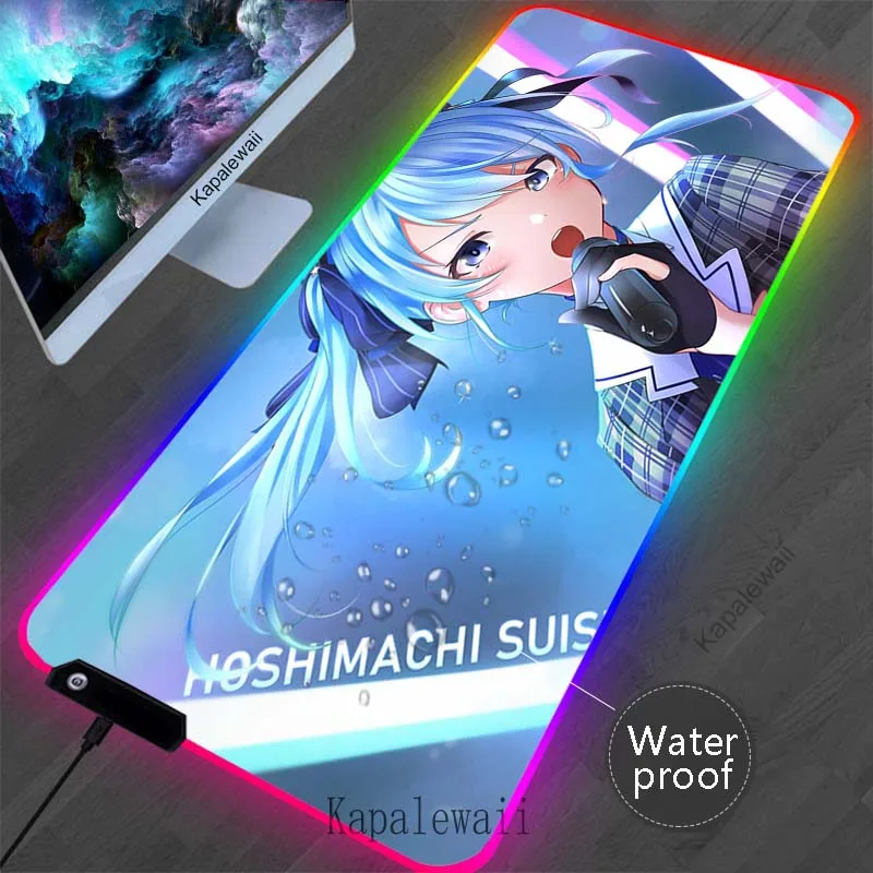 Tapis de souris arc-en-ciel hololive LED, tapis de bureau RVB, tapis de clavier de vitesse de jeu, tapis de table étanche, ordinateur, bureau de joueur, polymères