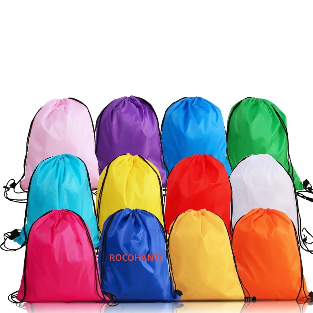 

Custom printed logo Gym sack Basketball Marathon travel polyester draw string bag foldable Sports Shoe nylon drawstring backpack