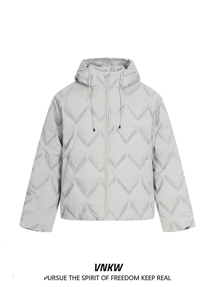 

Retro American Quilted down Jaet Hooded 90 Du down Casual Lightweight Women's Sle Winter Warm Couple Outerwear