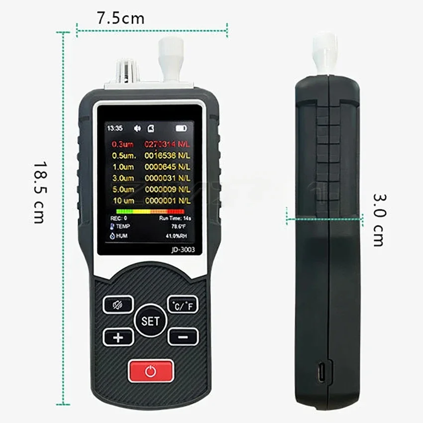 JD-3003 ฝุ่นอนุภาคเคาน์เตอร์ Particulate Matter Tester เคาน์เตอร์ Professional ฝุ่นอนุภาคคุณภาพสําหรับในร่มกลางแจ้ง