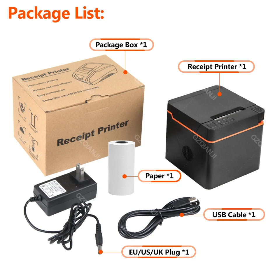 Imagem -06 - Impressora de Recibos com Bluetooth e Wi-fi Impressora de Recibos Usb Bill Thermal Maker Loja de Varejo Supermark Windows Android Impressoras 58 Milímetros